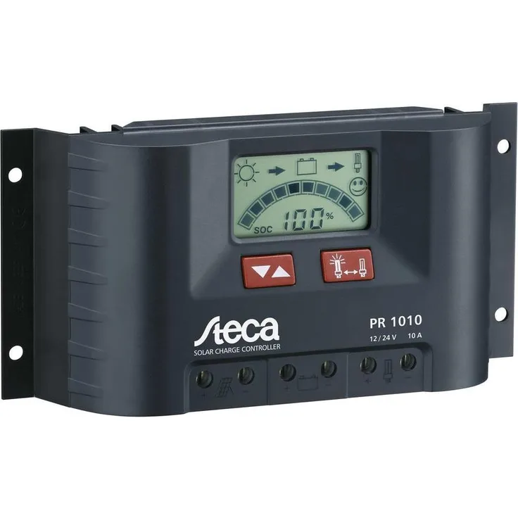 Steca PR 1010, Solar-Laderegler mit großem Display und optimaler Batteriepflege für bis zu 900 Wp Modulleistung