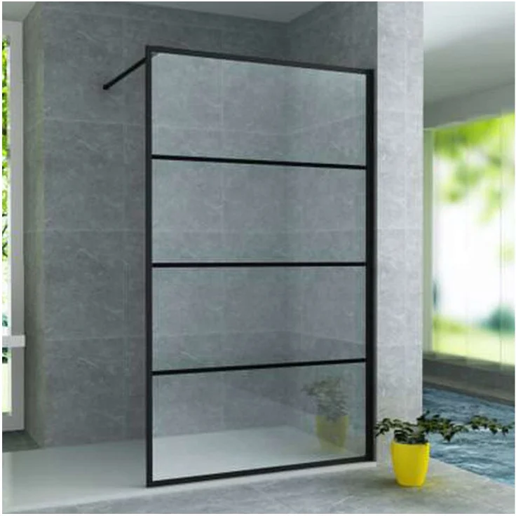 Aloni Walk-in-Dusche TEKO90, Einscheibensicherheitsglas, Klar, Schwarz-Matt Rahmen, 8mm Glasdicke, 900x2000mm - Preisvergleich