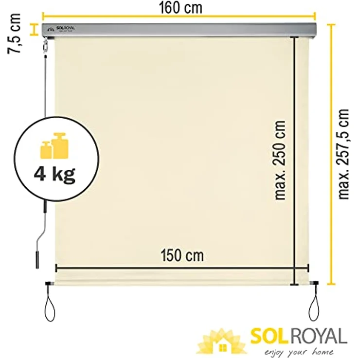 Sol Royal Senkrechtmarkise SolVision MS5 160x250 cm beige – Bild 4