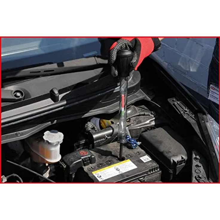 KSTOOLS KS Tools Säureprüfer für Batterieflüssigkeit, 280 mm mit Glas-Zylinder und Ansaugbalg, einfache Anwendung – Bild 6