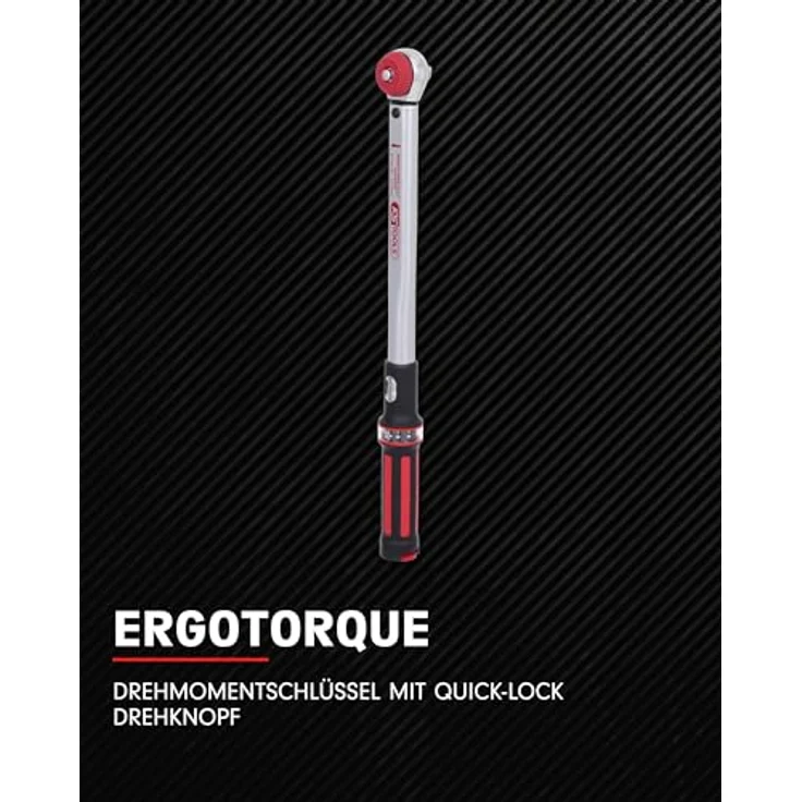 KS Tools ERGOTORQUEprecision Drehmomentschlüssel 1/2", 40-200 Nm, mit Quick-Lock Drehknopf und Umsteck-Ratschenkopf, ±3 % Auslösegenauigkeit – Bild 2