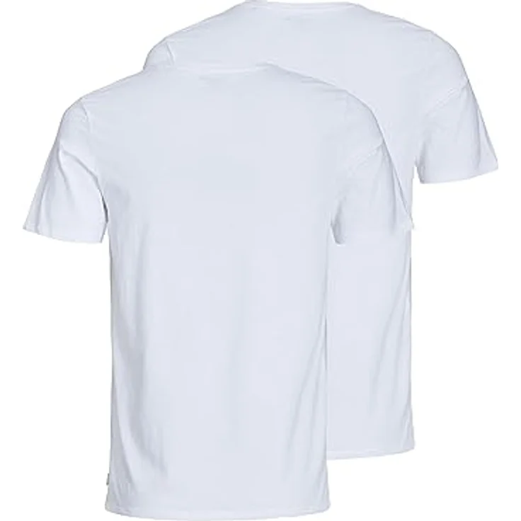 Jack & Jones Herren Basic Shirt, bequem geschnitten, 2er Pack, Weiß, Größe M – Bild 2