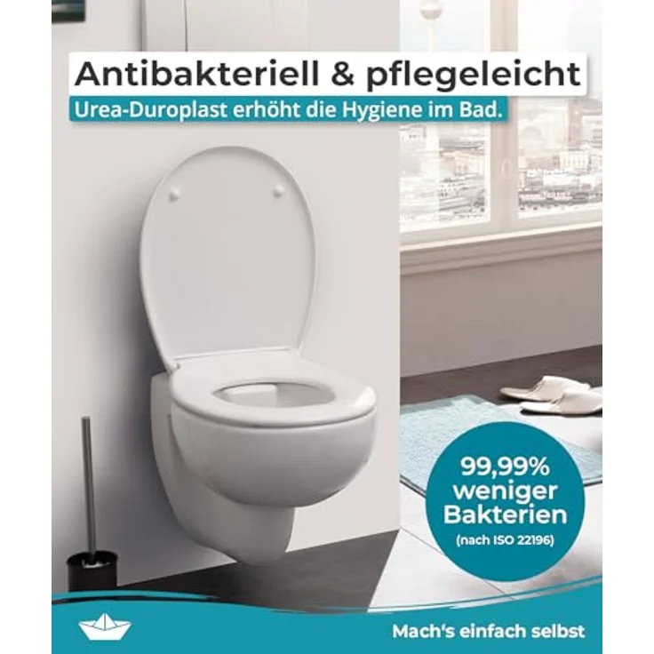 Calmwaters WC Sitz Motiv Wellness Orchidee, Duroplast mit Absenkautomatik und antibakterieller Oberfläche, oval – Bild 6