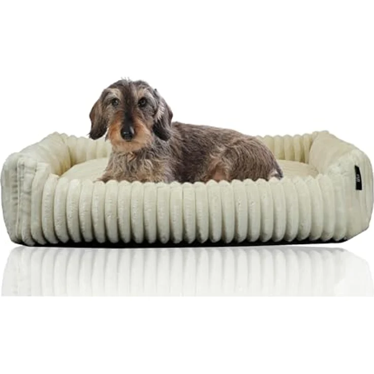 Rohrschneider Kuschelsofa Deluxe Hundebett | rutschfeste Unterseite | Korb für kleine und mittelgroße Hunde und Katzen aus weichem Cordstoff | Maße T 50 x B 70 x H 15 cm | – Bild 1