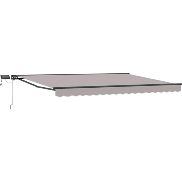 vidaXL Manueller Markisenrahmen mit LEDs, 4,5 × 3 m, hellgrau, pulverbeschichteter Aluminiumrahmen, energiesparende LED-Beleuchtung – Bild 1