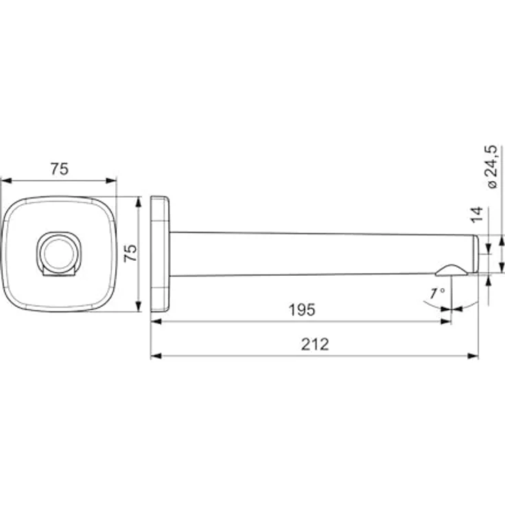 Hansa HANSADESIGNO Style Wanneneinlauf, Wandmontage, Ausladung 195mm, Chrom, DN15, 18 l/min Durchfluss – Bild 3