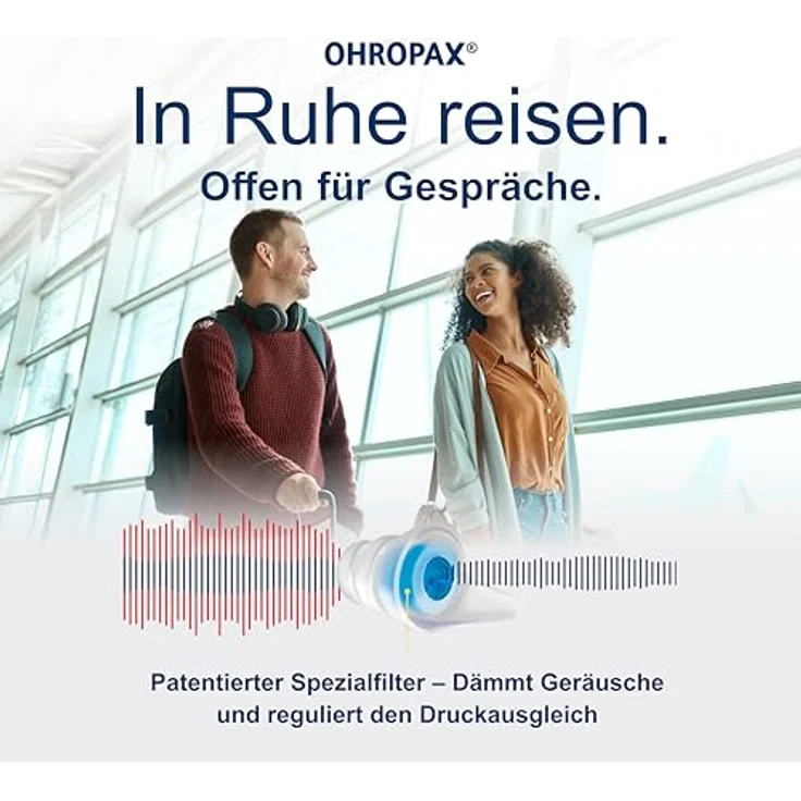 OHROPAX Travel Ohrstöpsel mit patentiertem Spezialfilter, reguliert Druckausgleich, SNR 16 dB, 1 Paar mit Filter + 1 kleines Paar, wiederverwendbar – Bild 2