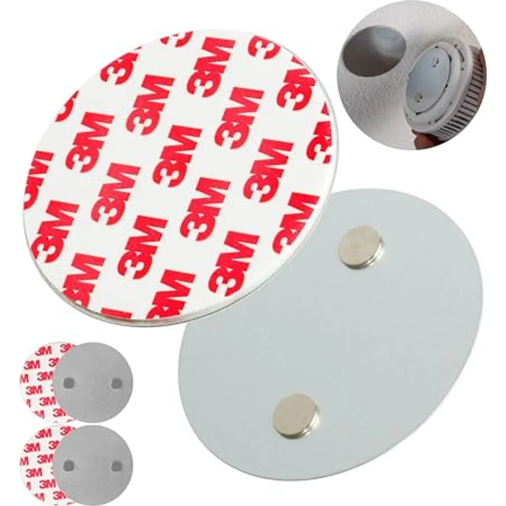Rauchmelder Magnethalter, 3er Pack, Ø 50 mm, Selbstklebend, 3M Pads, Warnmelder Magnethalterung zur einfachen Befestigung ohne Bohren und Schrauben – Bild 2