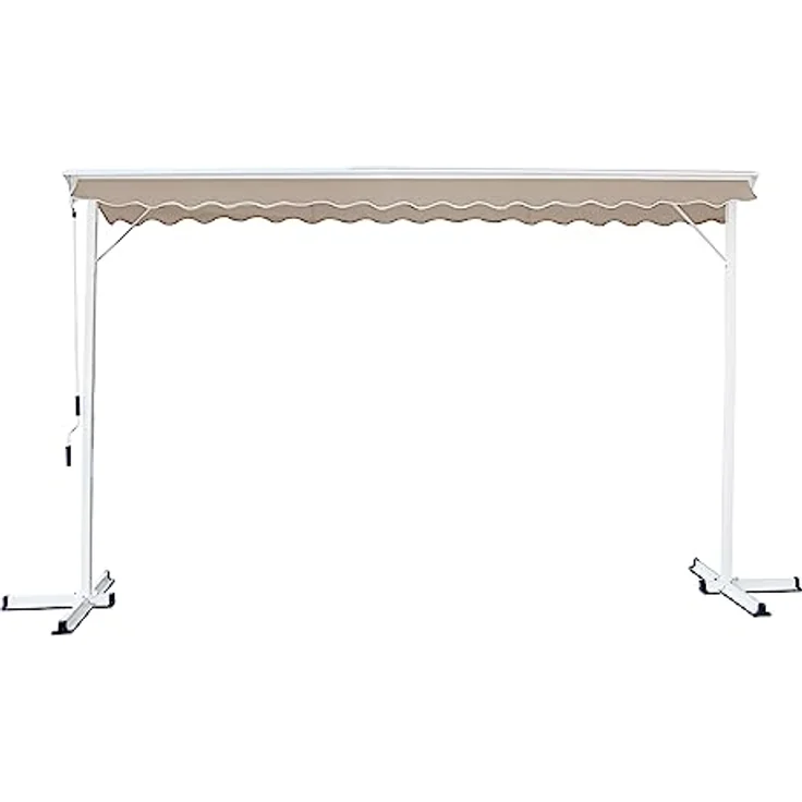 Oviala Doppelmarkise mit Kassette, 3 x 4 m, Aluminium, Taupe, mobile Markise mit einfacher Handkurbel und robustem Aluminiumgestell – Bild 5