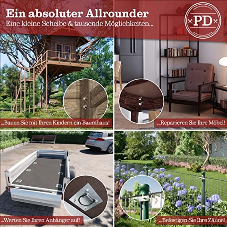 PD® große Unterlegscheiben M6 A2 (DIN 9021 / ISO 7093), rostfreie Edelstahl-Karosseriescheiben mit großem Außendurchmesser, 10 Stück – Bild 4