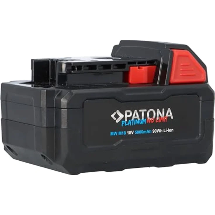PATONA Platinum 18V Akku für Milwaukee M18, 5.000mAh, mit USB-C PD45W Anschluss, schwarz – Bild 7