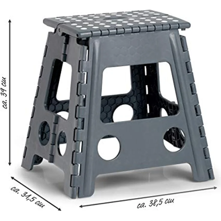 Zeller Tritthocker schwarz 1 Stufe, H: 39,0 cm, 150 kg belastbar, gummierte Füße für sicheren Stand – Bild 3