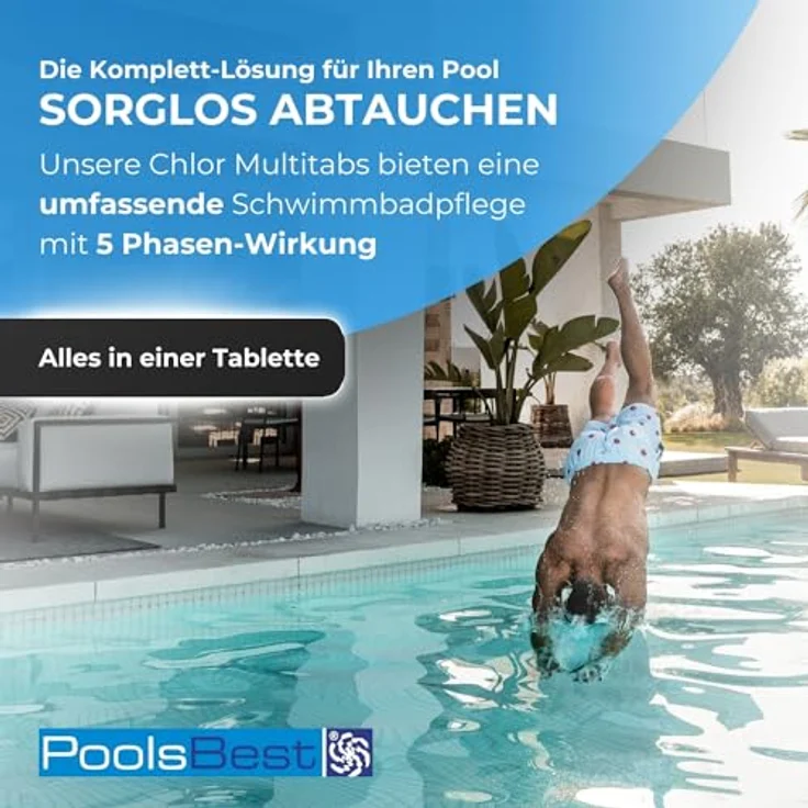 3 kg - PoolsBest® Chlor Multitabs 5 in 1 Pool-Desinfektionsmittel, 200 g Tabs – Bild 3
