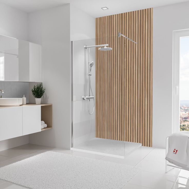 Schulte Duschrückwand 'DecoDesign' Lärche, 125 x 255 cm, kratz- und abriebfest, einfache Montage, digitaler Direktdruck auf Aluminiumverbundplatten