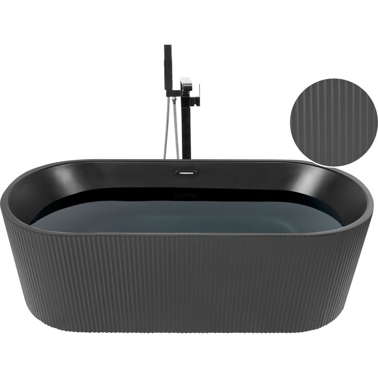 Beliani, Badewanne, GOCTA (280 l, 81 cm) in elegantem Nero Opaco