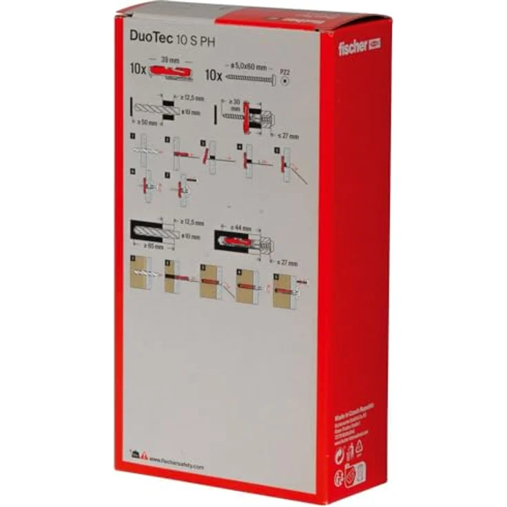 fischer DuoTec 10 S PH, Kippdübel mit Panheadschraube, 2-Komponenten-Hohlraumdübel für Gipskarton- und Holzplatten, 10 Stück + 10 Schrauben – Bild 3