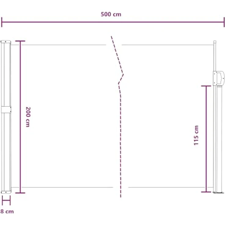 vidaXL Sand, einziehbare Seitenmarkise 500 x 200 cm, wetterfestes Polyester, moderner Sicht- und Windschutz für Garten und Balkon – Bild 3