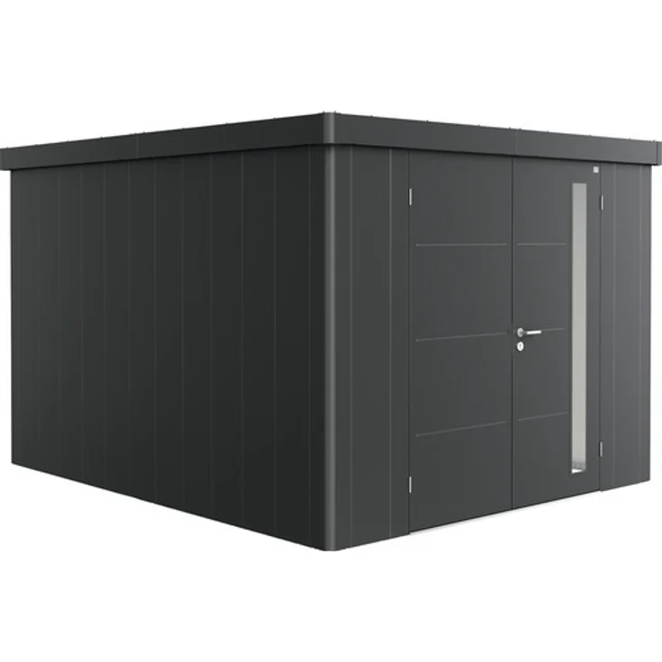 Biohort Gerätehaus Neo 4C Doppeltür 292 x 348 cm dunkelgrau-metallic, modernes Design mit optionaler Isolierung