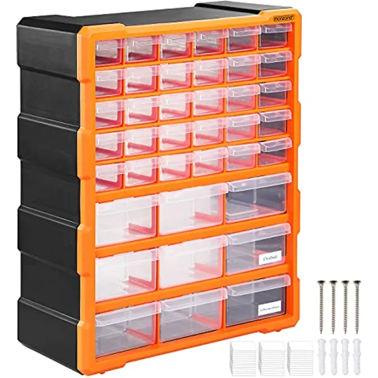 Monzana Sortimentskasten MW1502 39 Schubladen 47,5x38x16cm Trennwände bis 72 Fächer Werkstatt Sortierbox Sortierkasten