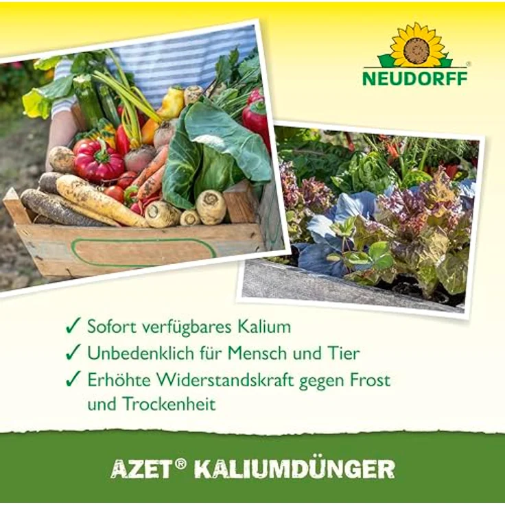 Neudorff Azet Kaliumdünger, Bio-Dünger für 100 m², gleicht Kaliummangel aus, verbessert Geschmack und Widerstandskraft, 2 kg, Braun – Bild 4