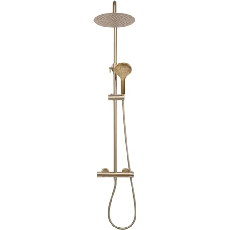 wohnwerk.idee Duschsystem Duschgarnitur mit Thermostat Gold Matt Gebürstet, 2 Strahlart(en) – Bild 4
