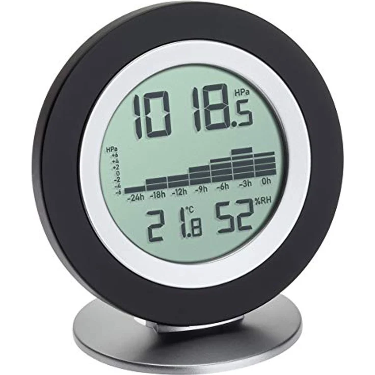 TFA Cosy Baro, Funk-Wetterstation mit digitalem Barometer, Thermometer und Hygrometer, Schwarz, SmartHome-fähig – Bild 1