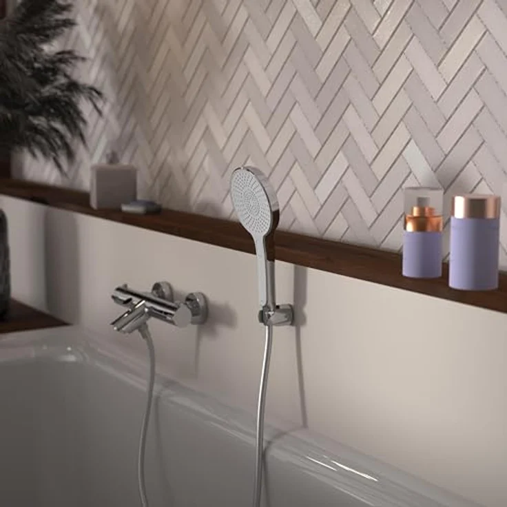 Schütte Handbrause KARIBIK, 3-fach verstellbar mit Antikalknoppen, wassersparend, eckig – Bild 6