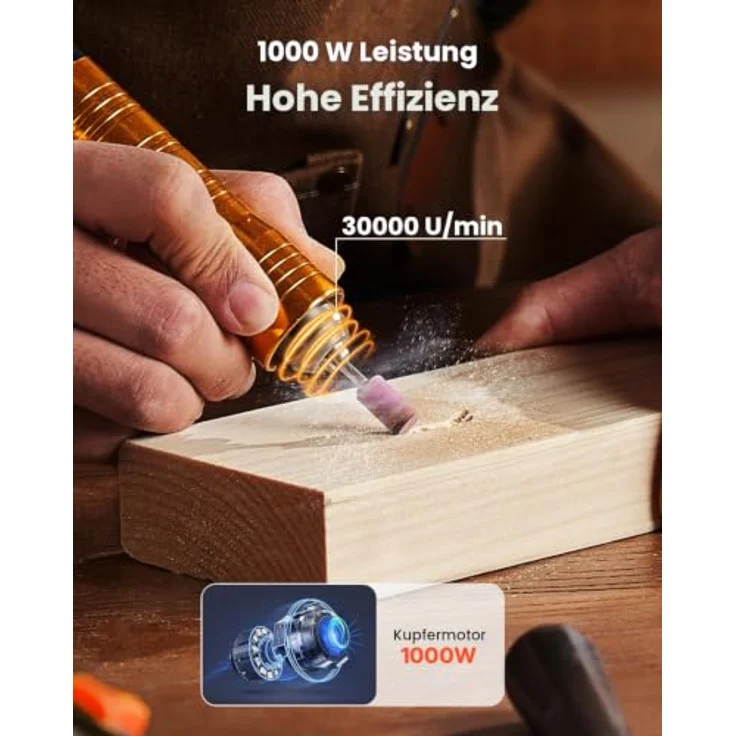 VEVOR Flexwellen-Schleifgerät 1000 W, 30.000 U/min, multifunktionale Hängeschleifmaschine mit 31-teiligem Zubehör und Fußpedal, ideal zum Schnitzen, Polieren und Bohren – Bild 2