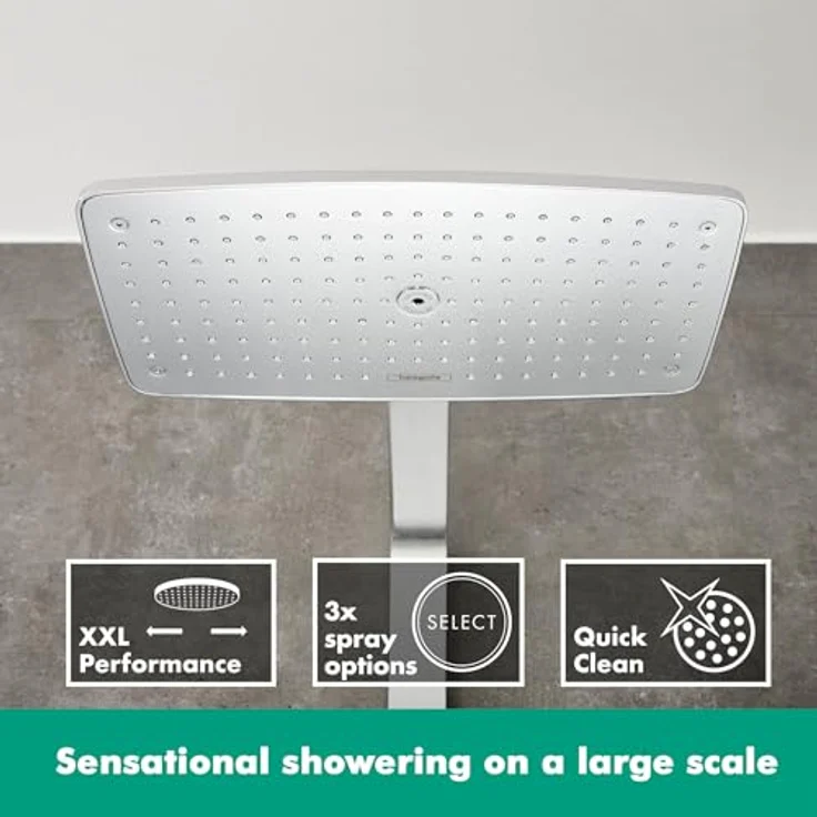 hansgrohe Duschsystem Raindance Select E 360 (Regendusche mit 3 Strahlarten, Duschkopf, Duschstange und Thermostat) chrom – Bild 2