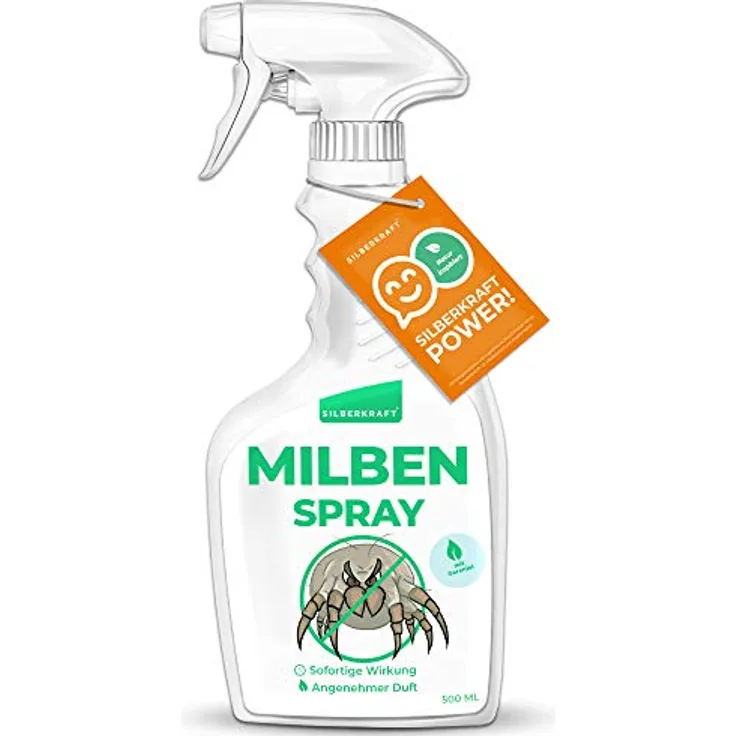 Silberkraft Milbenspray Matratzen und Polster 500ml, naturinspirierter Milbenschutz mit Geraniol, hilfreiches Anti-Milben-Mittel, gegen Hausstaubmilben, Milbenbezug Alternative