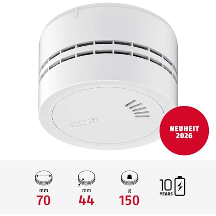 ABUS Prefira Mini, Q-Label zertifizierter Mini-Rauchmelder mit 10-Jahres-Batterie, Fehlalarmreduzierung und Magnethalterung – Bild 2