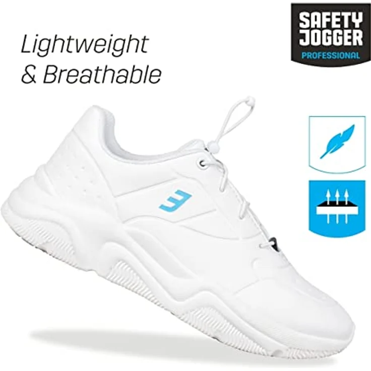 Safety Jogger Champ O2 Low, Rutschfeste Sicherheitsschuhe mit ESD-Schutz, metallfrei, weiß, Größe 39 – Bild 3