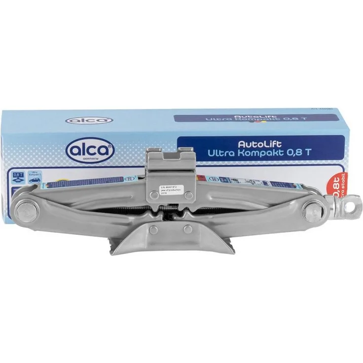 alca Wagenheber Scherenwagenheber 0,8t Reifenwechsel Universal Hubhöhe 32c, leicht und robust, drehbarer Sattel, 100-325 mm Hubbereich, blau