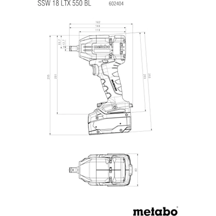 metabo SSW 18 LTX 550 BL, Akku-Schlagschrauber mit 1/2 Zoll Antrieb und 2 x 4 Ah LiHD Akkupacks – Bild 3