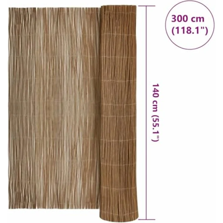 vidaXL Weidenzaun Natur 140 x 300 cm, robuster Sichtschutz aus Weide für Garten und Terrasse, moderner Outdoor-Trenner – Bild 3