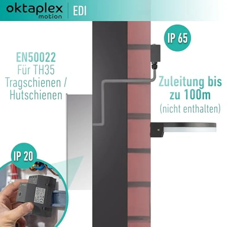 Oktaplex motion Dämmerungsschalter 2er Set Edi Dämmerungssensor mit externe Sonde, für Hutschiene EN50022 TH35 35mm, Anthrazit – Bild 2