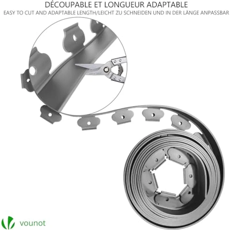 Flexible Rasenkante Kunststoff, mit 30 Erdanker, Länge 10m Höhe 5cm, Grau - Vounot – Bild 5