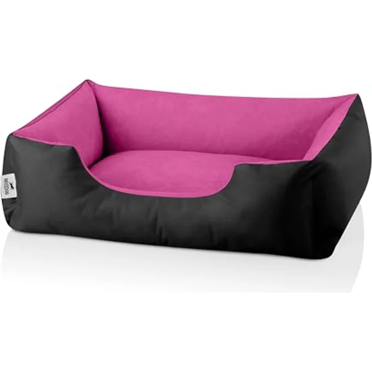 BedDog Hundebett LUPI, Hundekissen mit abziehbaren waschbaren Bezug, Hundekorb, Hundesofa, für kleine Hunde, S, schwarz-pink – Bild 2