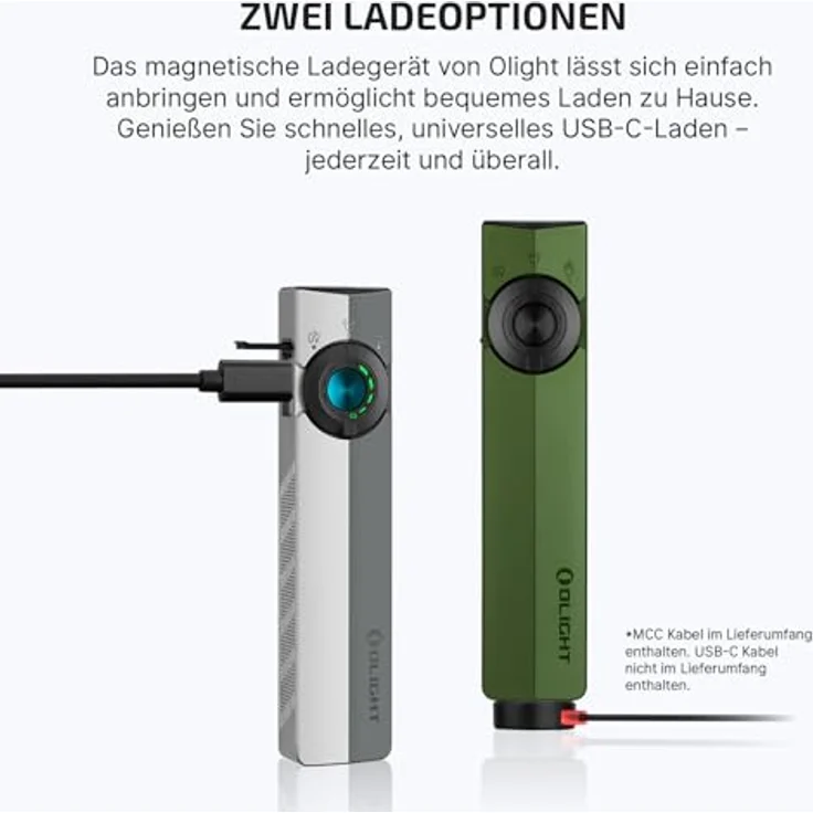 OLIGHT ArkPro Taschenlampe, 1500 Lumen, 205m Leuchtweite, aufladbar mit Grünlicht, UV-Funktion, IPX7 wasserdicht, grün – Bild 5