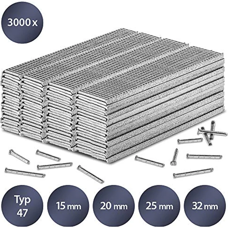 TROTEC Tackernagel-Set Typ 47, 15-32 mm Länge (3000 Stück) – Bild 2