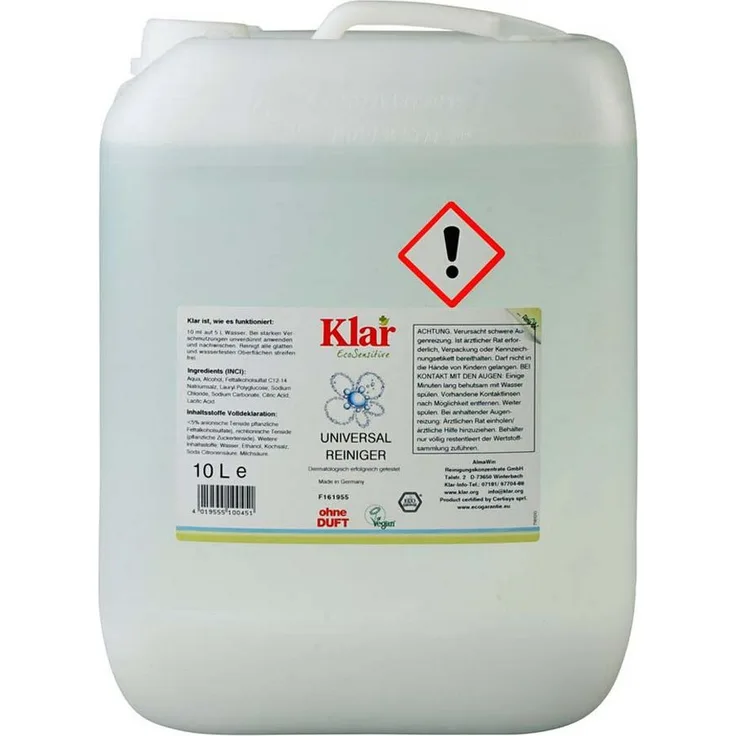Almawin Klar Universalreiniger 10L - Hygienische Sauberkeit, ohne Duft, hochkonzentriert
