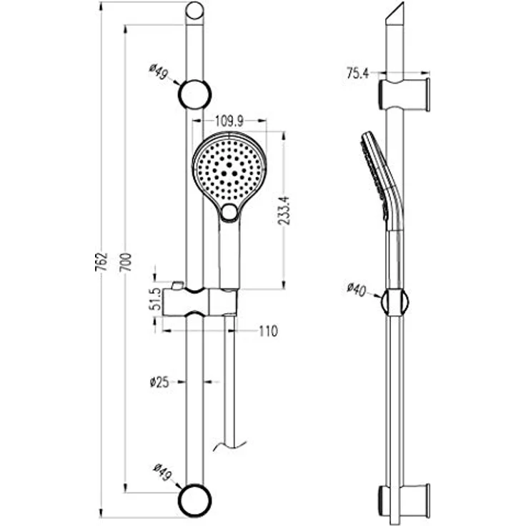 SCHÜTTE 64830 Napoli Stangenbrauseset, Brausestange mit Duschkopf, Duschbrause, Brausegarnitur mit Handbrause, Duschstange mit Brause, 4 Strahlarten, Duschset, Chrom – Bild 5