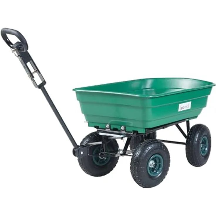 pro.tec Bollerwagen Corfinio Transportwagen mit Kippfunktion, 111 x 51 cm, max. 250 kg, grün/schwarz, Luftreifen, ergonomischer Griff