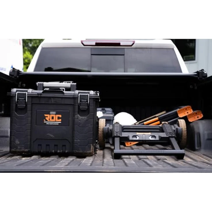 Keter XL-Werkzeugkasten ROC PRO GEAR 2.0, robuster Werkzeugkoffer aus Technopolymer mit klappbarem Deckel und integriertem Fach für kleinere Werkzeuge – Bild 3