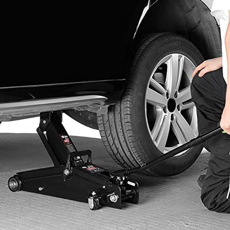 Deuba Hydraulischer Wagenheber Rangierwagenheber 3 Tonnen kompakt und stark roll- und lenkbar inkl. 2 Gummiauflagen Stahlverstärkung – Bild 2