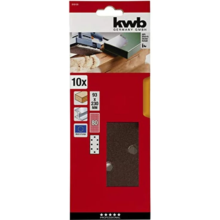 KWB 8181-08 Schleifstreifen, Holz & Metall, 93 x 230 mm, gelocht, TYP A - Preisvergleich – Bild 2