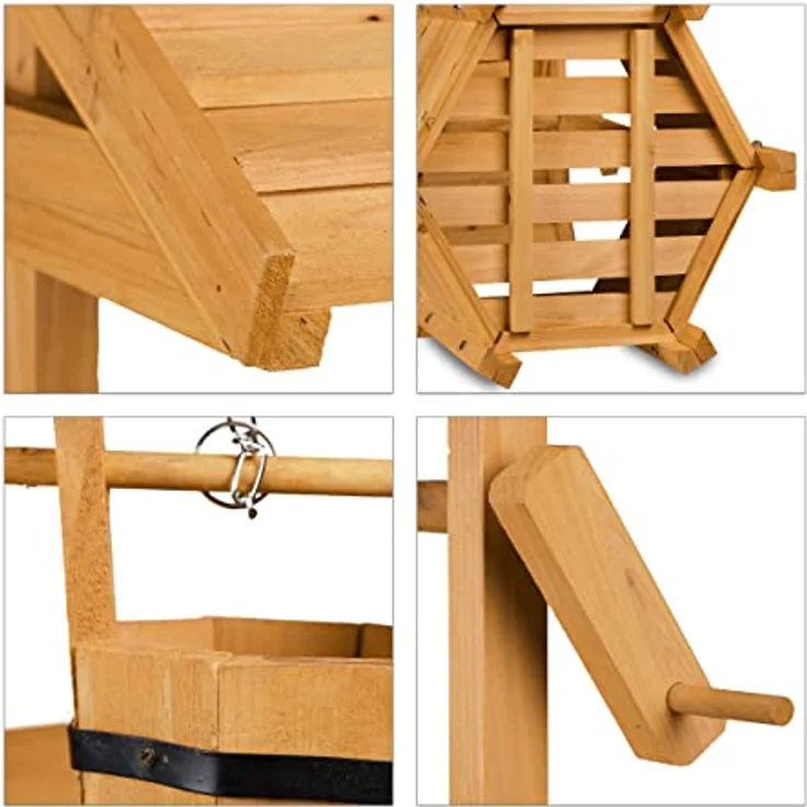 Relaxdays Dekobrunnen Garten Holz, Rolle, Eimer, HxBxT: 82 x 47 x 41 cm, Zierbrunnen, Gartendeko, Holzbrunnen, natur - Preisvergleich – Bild 5