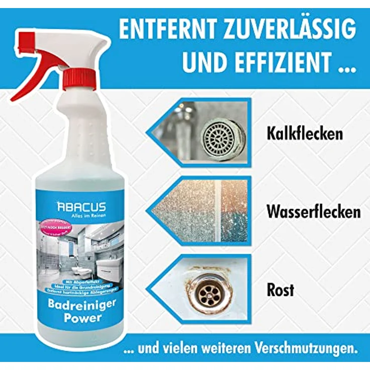 Badreiniger, Sanitärreiniger, gebrauchsfertig für Bad, Dusche und WC - ABACUS Badreiniger Power 750 ml (4335) – Bild 4
