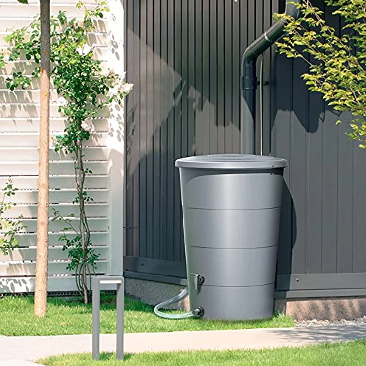 Barril de agua de lluvia 160L Smooth de plastico en color antracita 60 (largo) x 60 (ancho) x 87,8 (altura) cm – Bild 2