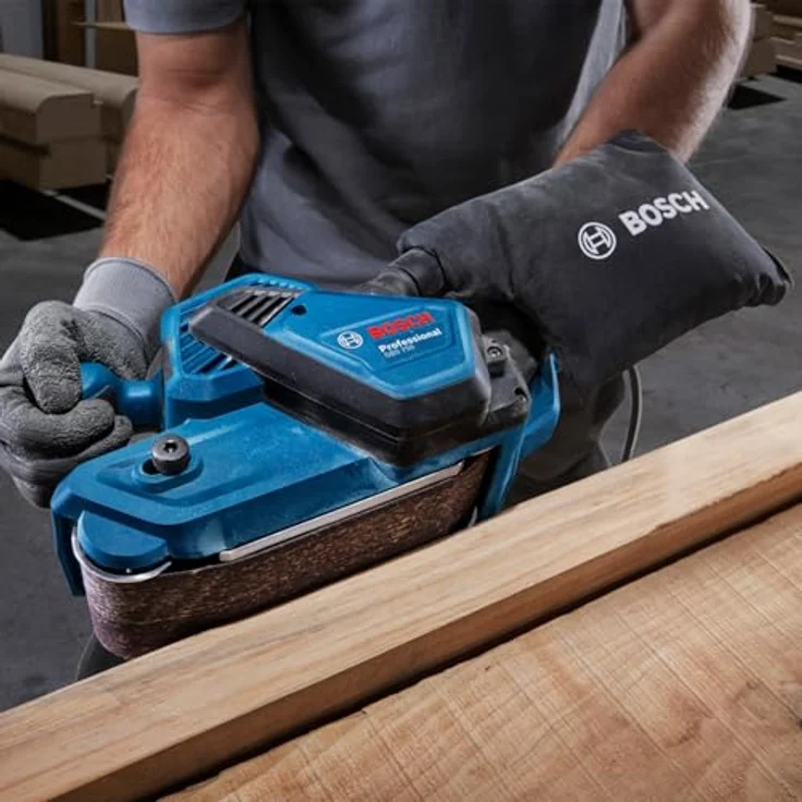 Bosch Professional Bandschleifer GBS 750 (850-W-Motor, Textilschleifband, Staubbeutel) – Bild 5